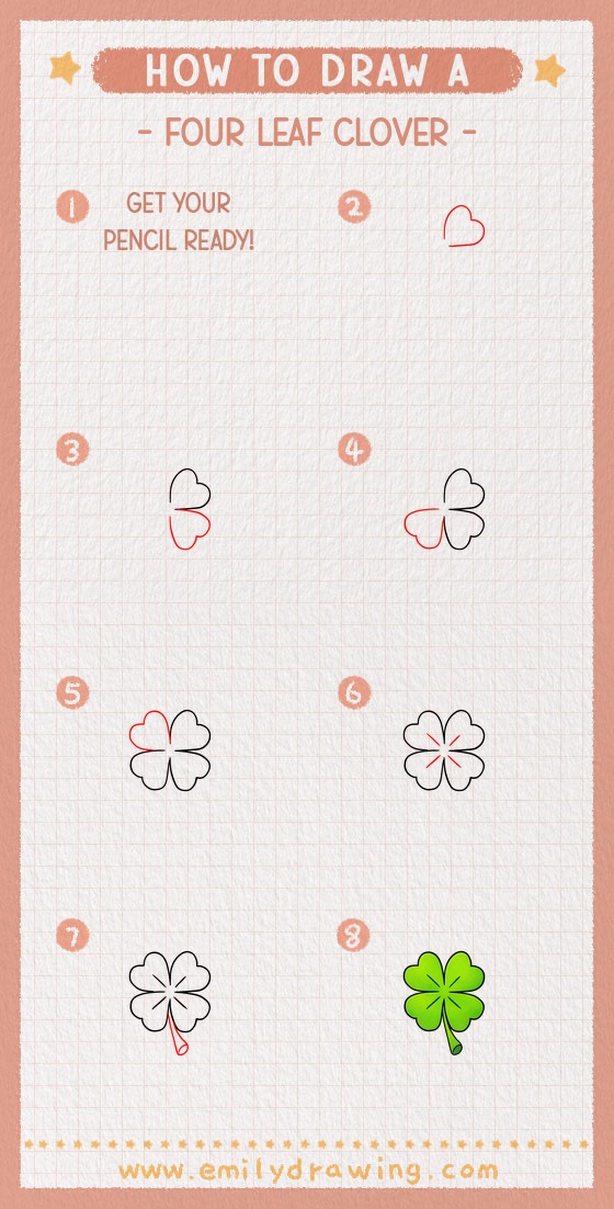 how to draw a four leaf clover pinterest pin
